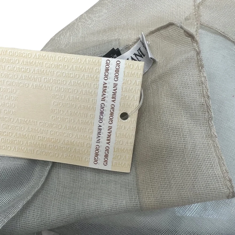 GIORGIO ARMANI LE COLLEZIONI CASHMERE/SILK BLUE & BEIGE FLORAL RECTANGLE SCARF